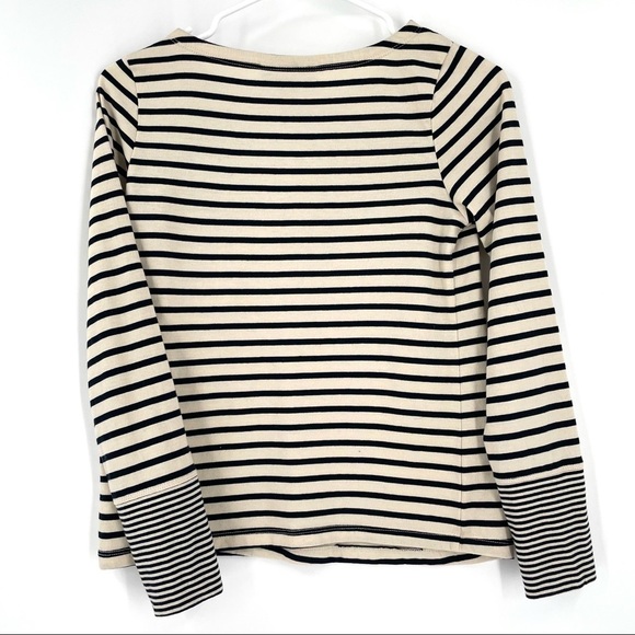 Nili Lotan Striped Long Sleeve Boat Neck Top Embroidered Monogram - Picture 5 of 7